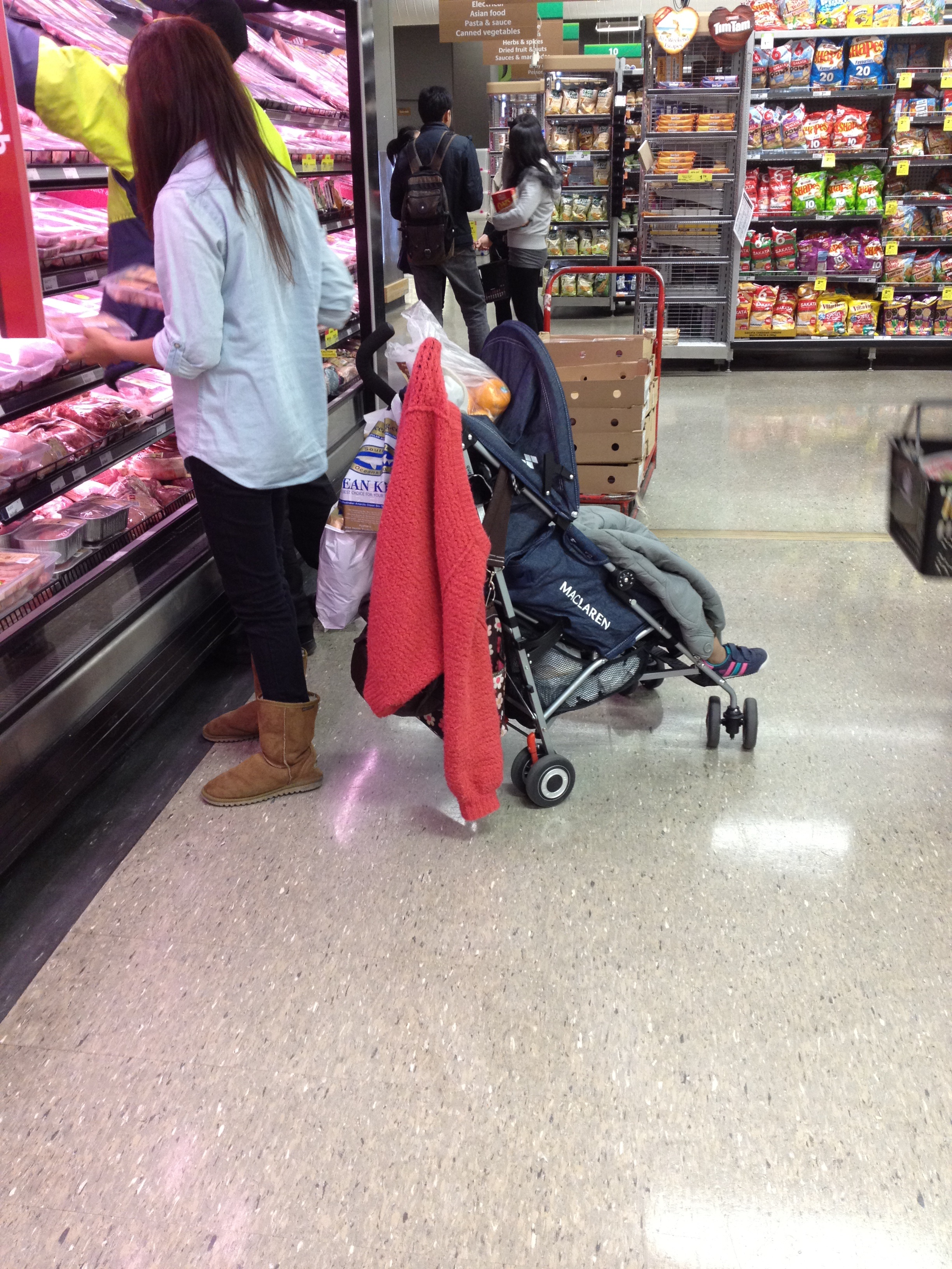grocery shopping with a stroller